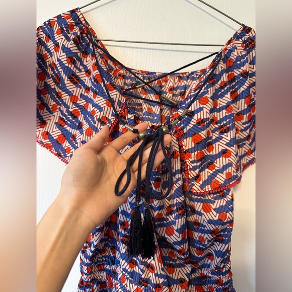 Colourful tribal patterned lace back romper - Picture 2 of 7